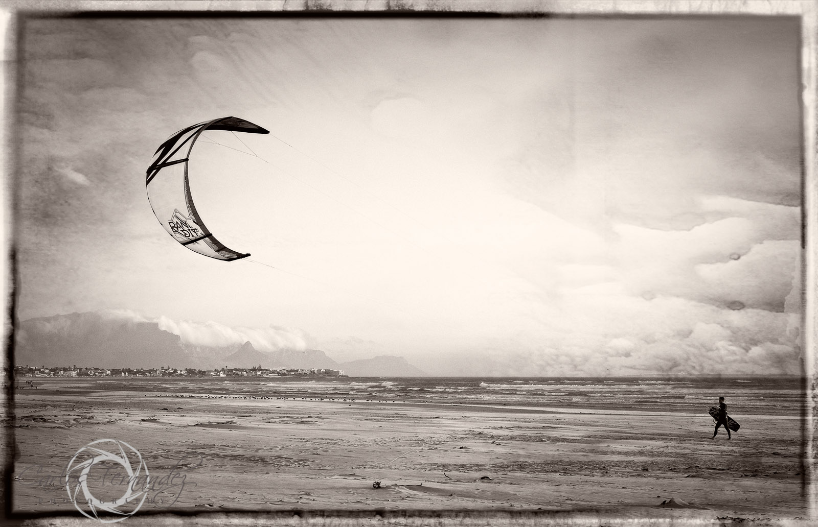 Cape Town Kite Surfer with Table Mountain
