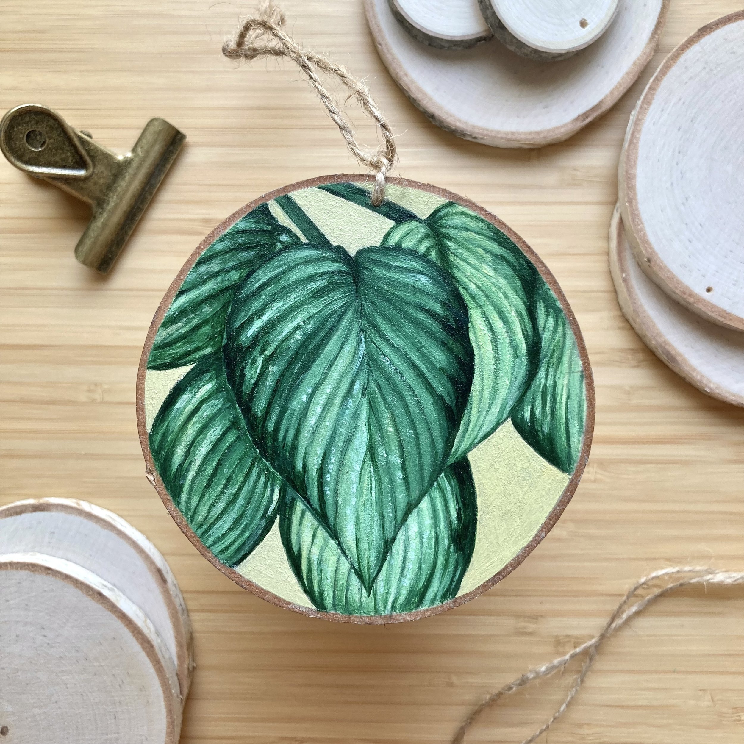 "Hosta Plant" Original Painting on Wood