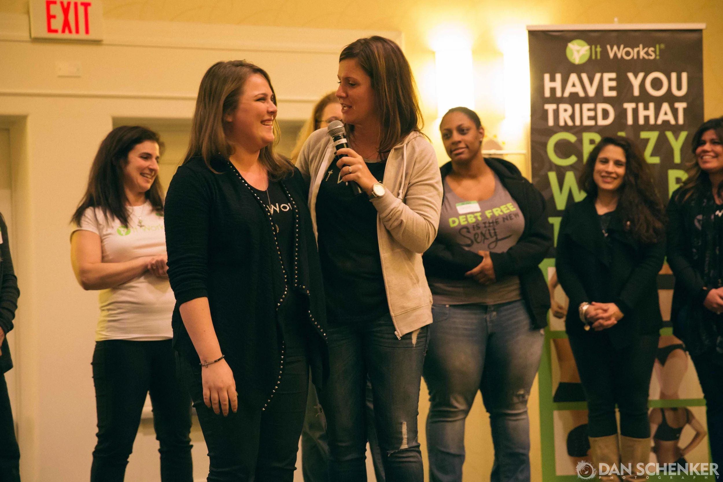 Caity up on stage with Kami. Shameless plug!