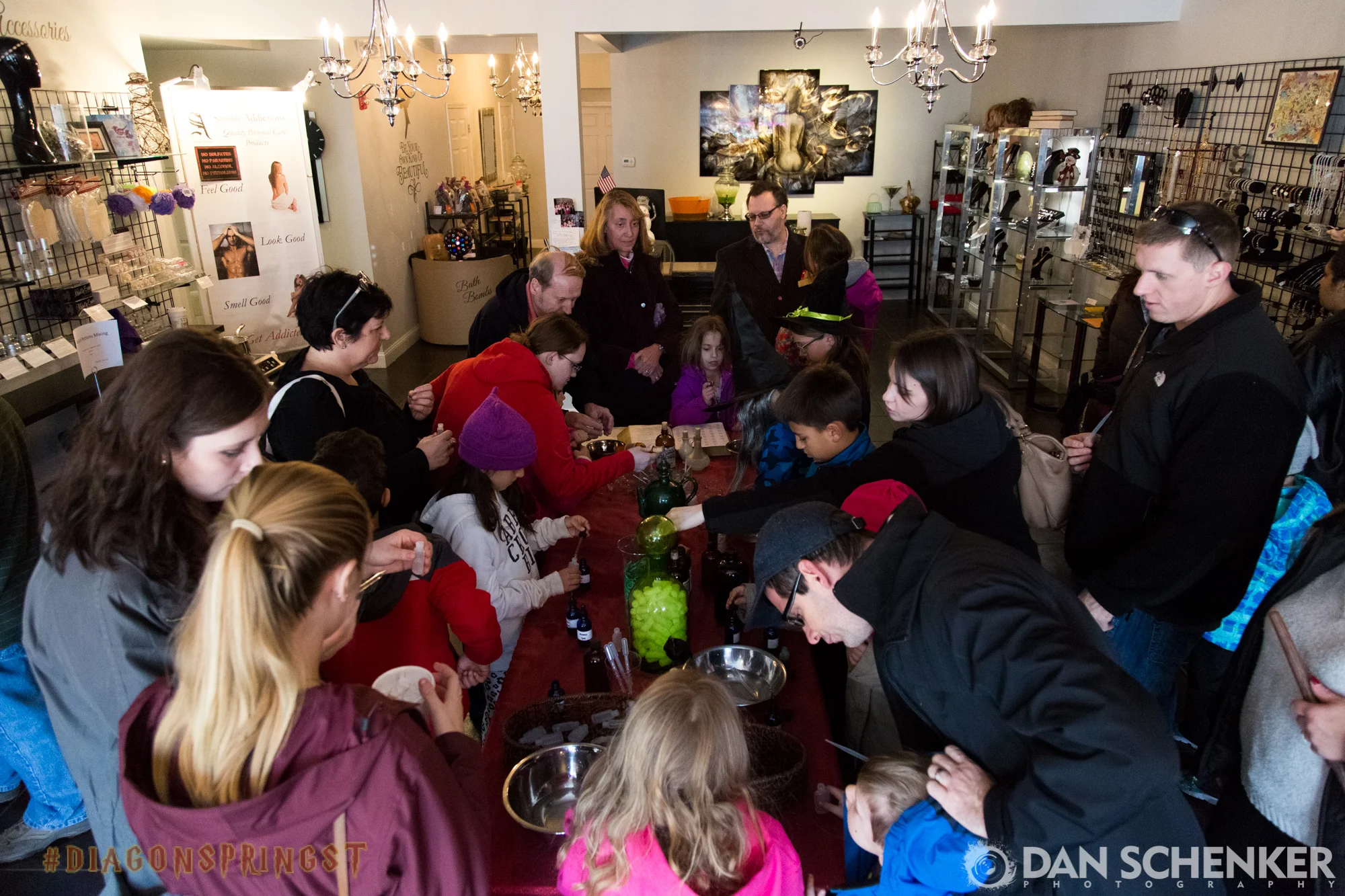 Sensible Addictions became an apothecary where visitors were hard at work mixing things that smelled way too good.