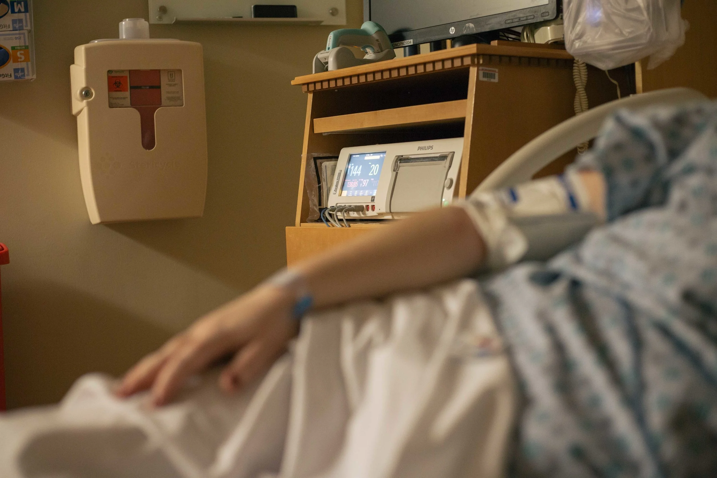Both Caity and the baby needed to be closely monitored through the laboring process to ensure that both of them were well-off.