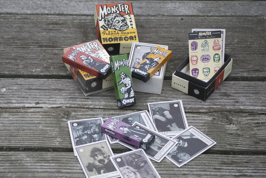 A little box of monster cards and candy.