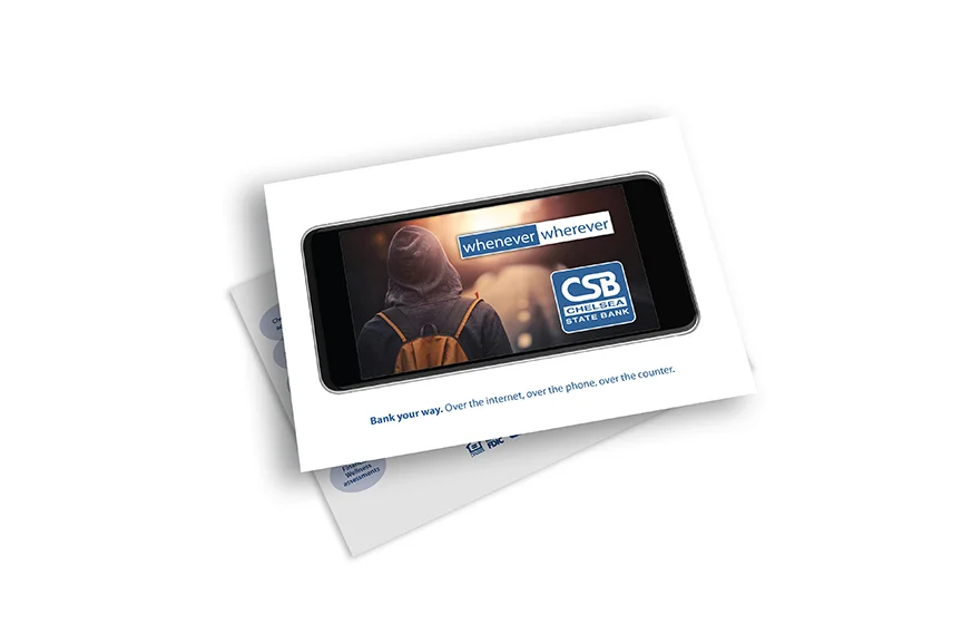 Chelsea State Bank direct mail postcard