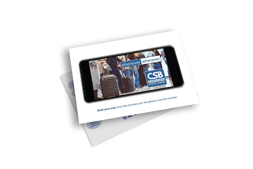 Chelsea State Bank direct mail postcard