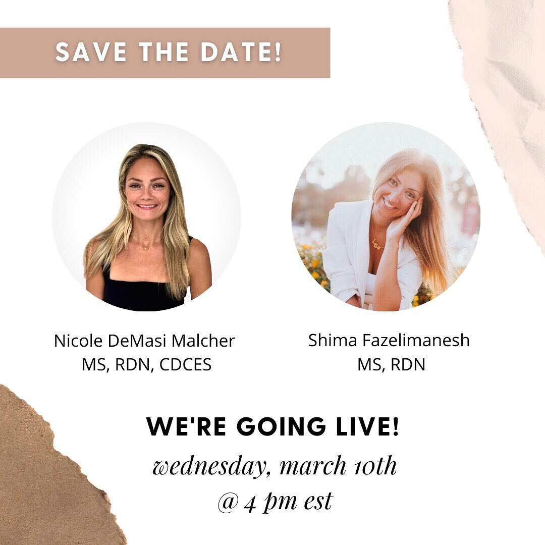 Tomorrow! Me and @shima.fazelimanesh.rd are going live at 4pm EST!  Let us know what questions you have for us about nutrition 👇👇🏾

To kick off National Nutrition Month, we&rsquo;ll be having a casual conversation about topics like: 

- intuitive 
