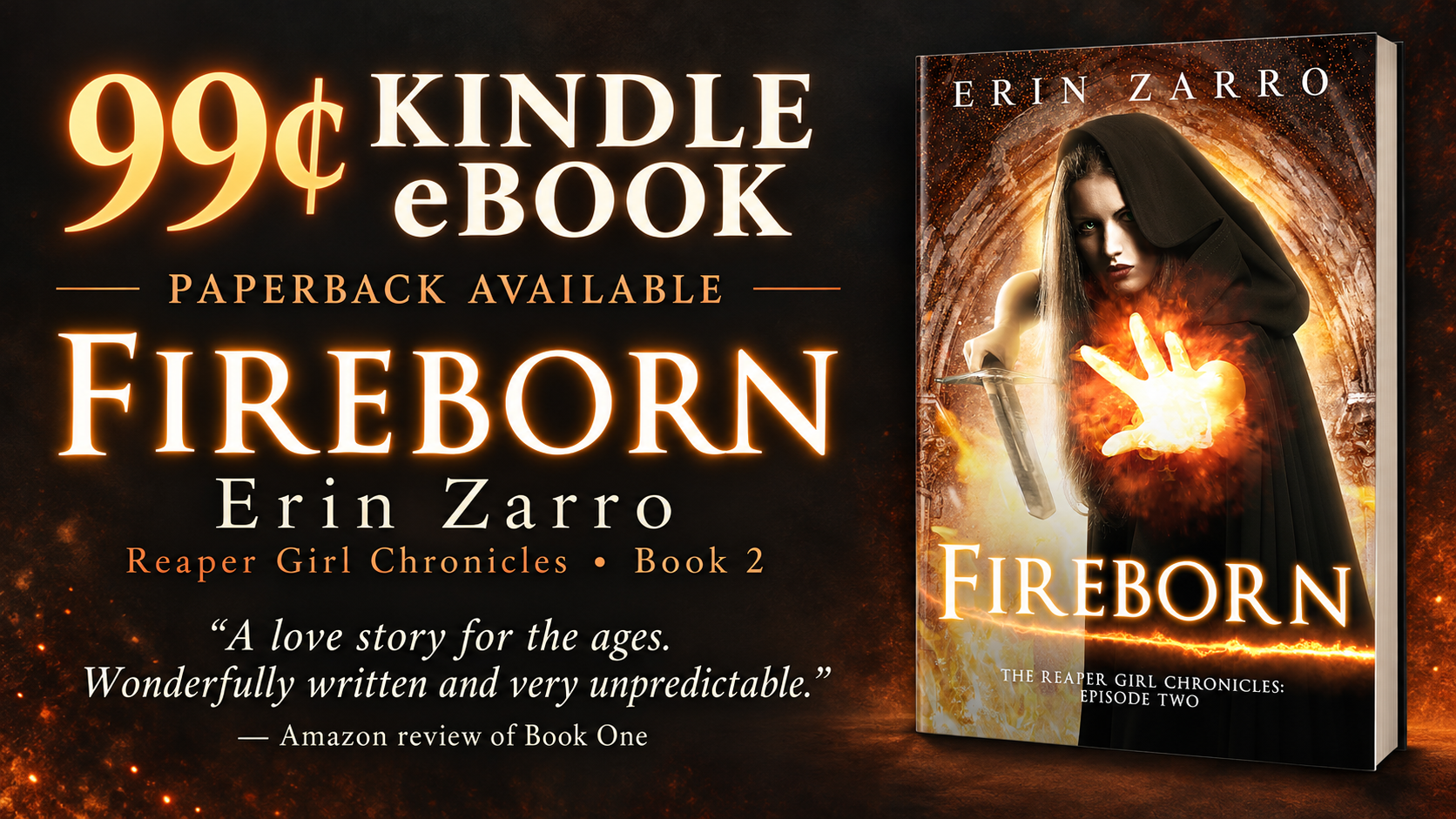 ➣ Featured 99¢ Kindle eBook Deal ➣ 🔥 Fireborn (Reaper Girl Chronicles Book 2) 🔥 by Erin Zarro 