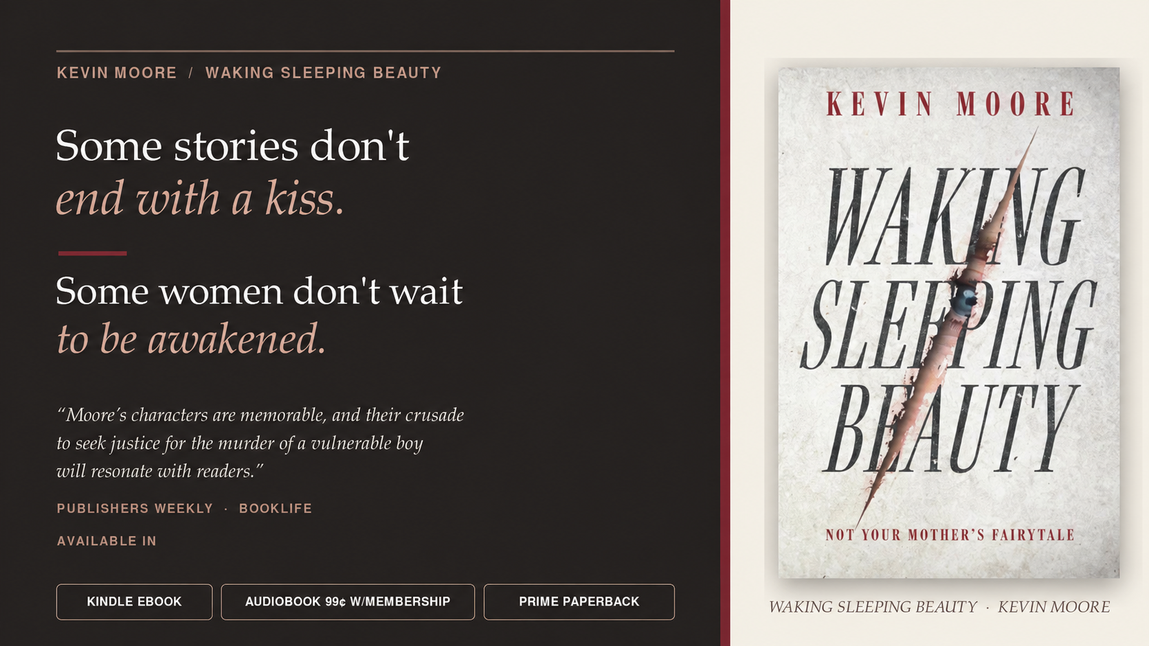 Featured Book on ContentMo • Waking Sleeping Beauty by Kevin Moore  • "A procedural mystery with...a satisfying payoff. ... "