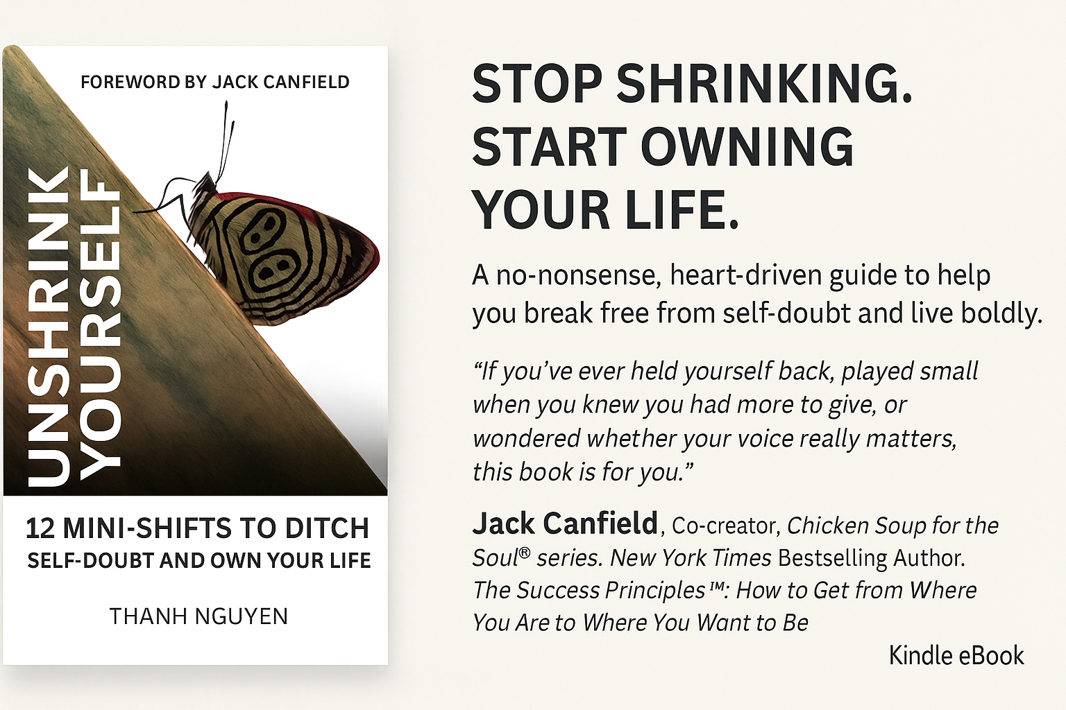 ➣ Featured 99¢ Kindle eBook Deal ➣  Unshrink Yourself: 12 Mini-Shifts to Ditch Self-Doubt and Own Your Life by Thanh Nguyen