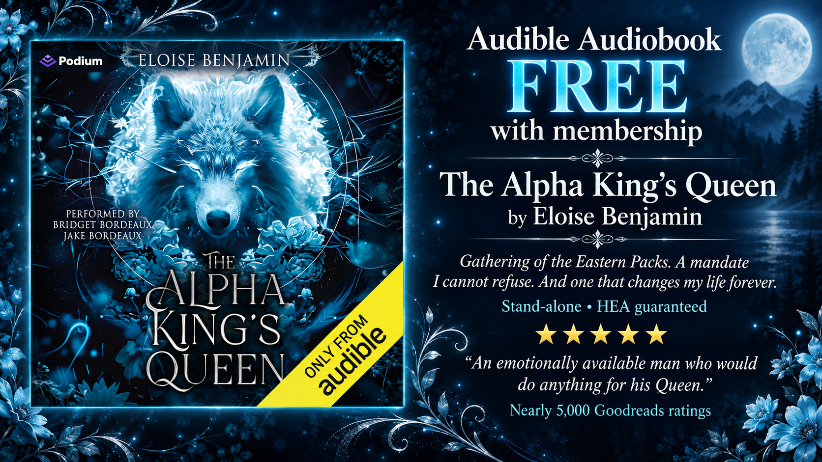 Audiobook Deal on ContentMo 📚 The Alpha King's Queen: A Rejected Mate Werewolf Romance by Eloise Benjamin  📚 ★★★★★ "An emotionally available man who would do anything for his Queen."