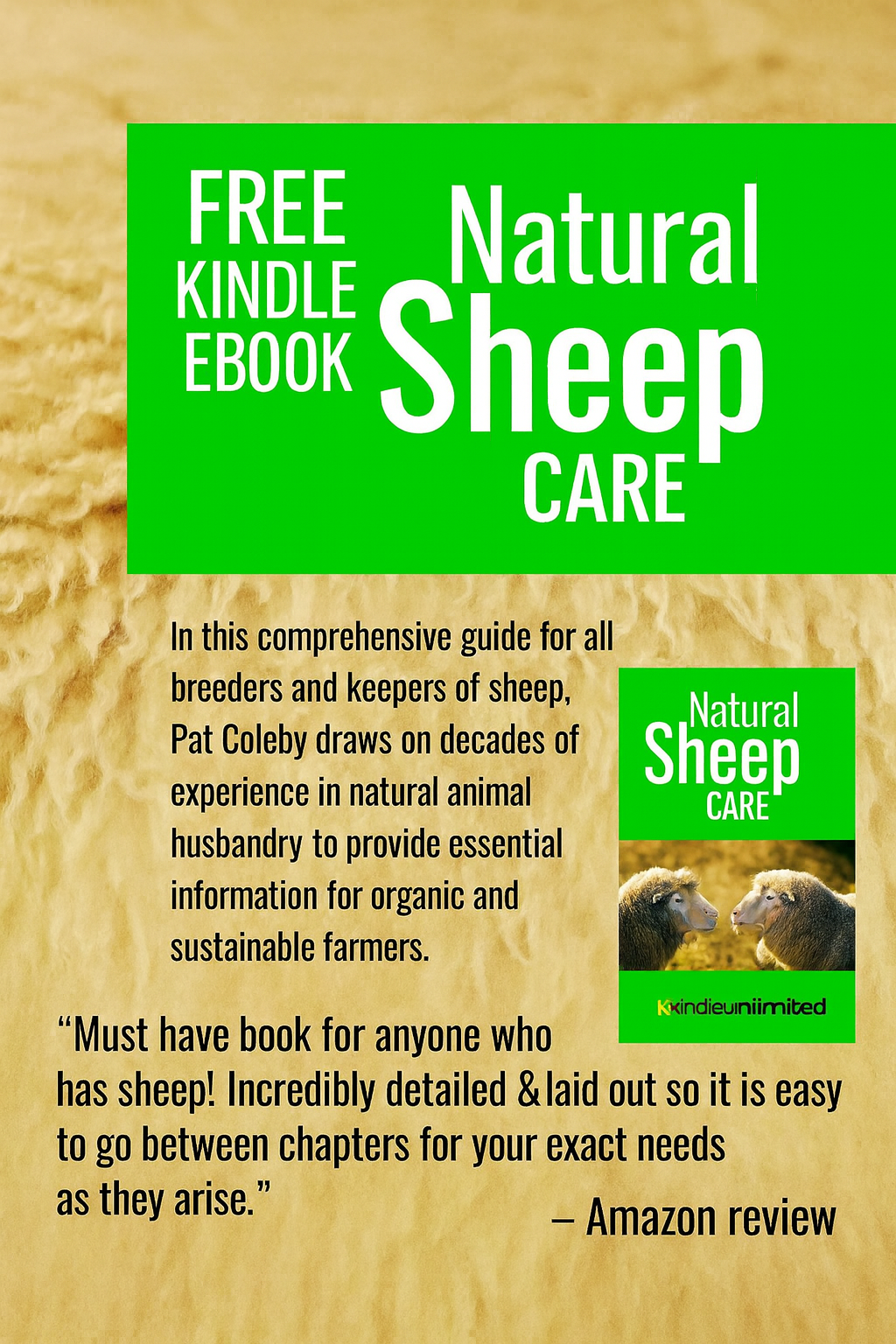 ➡ FREE KINDLE BOOK 👀📚  ➡ Natural Sheep Care by Pat Coleby  👀📚 🐑"Must have book for anyone who has sheep"🐑