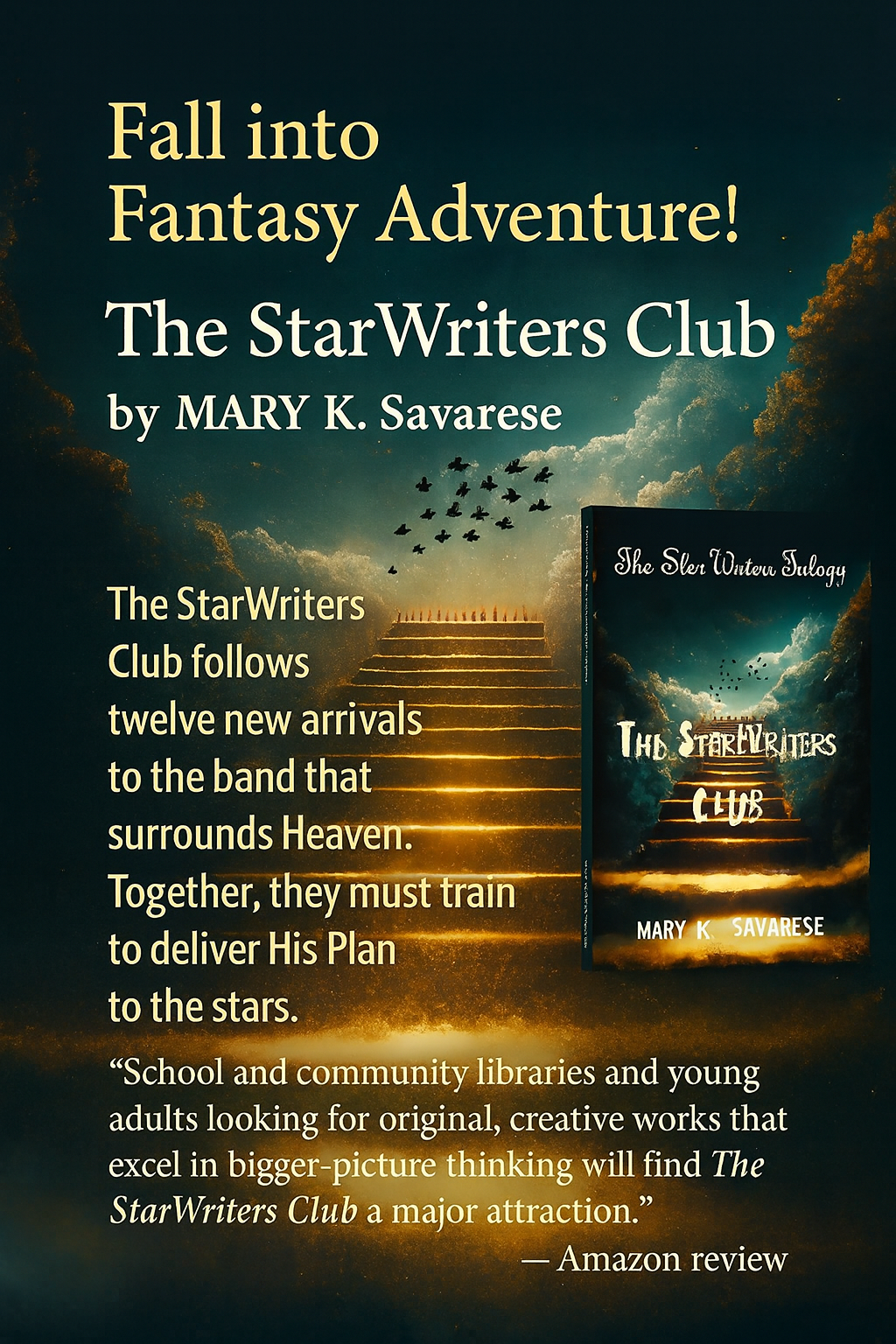 Featured Book on ContentMo •• The StarWriters Club by Mary K Savarese •• "The author masterfully crafts a universe filled w/intrigue &amp; purpose."