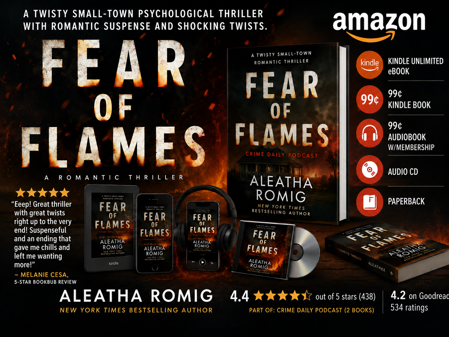 ➡ Paperback &amp; Kindle Unlimited eBOOK ➡ ⭐⭐⭐⭐⭐ "what a ride!!" ⭐⭐⭐⭐⭐  🔥 Fear of Flames by Aleatha Romig