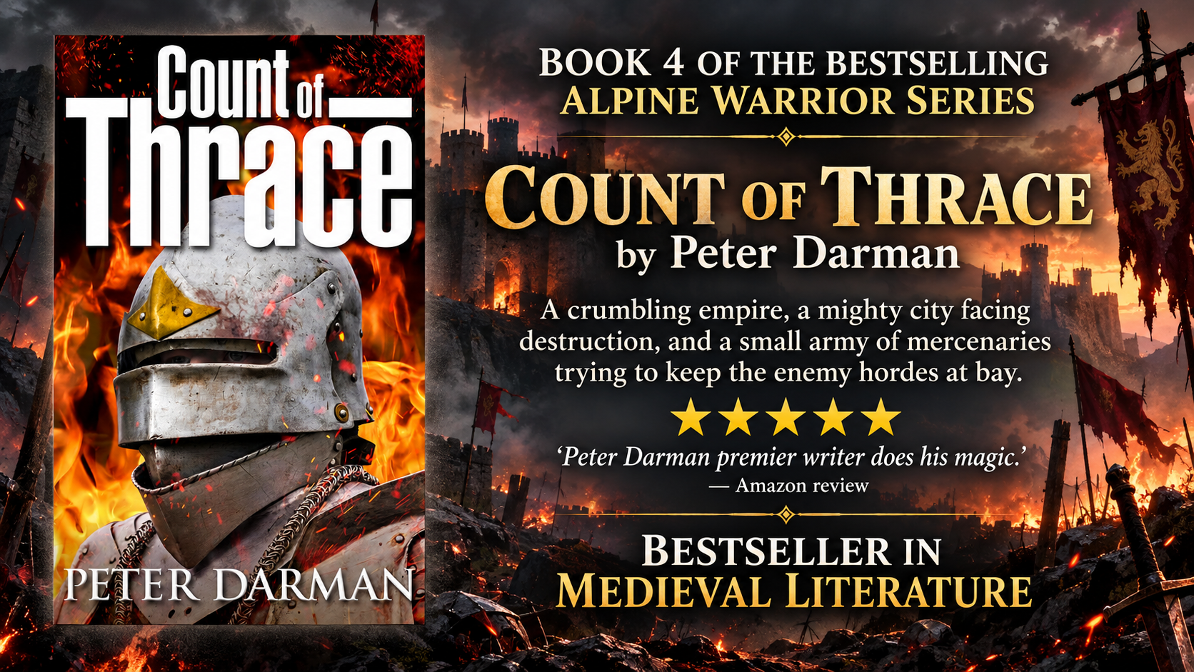 ▸ FEATURED KINDLE BOOK ● ▸ Count of Thrace by Peter Darman ▸ Book 4 of Alpine Warrior series 
