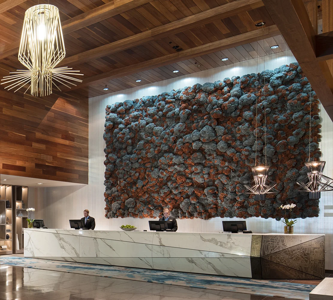 Pan Pacific Melbourne Counter | Brass Brown Florentine with 3D Printed Map Design