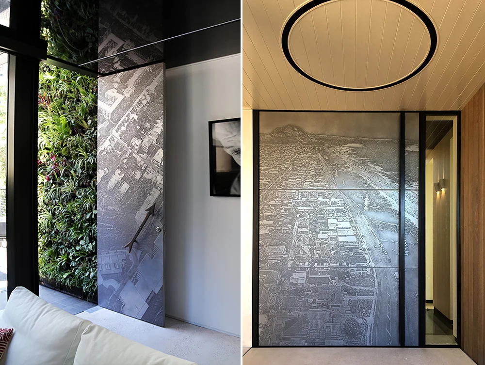 3D printed doors are just the beginning of what this new technology can offer. Left: Grand Designs by Chris Knierem - Design Construct (Photograph by Belinda Knierem) Right: Smith Residence in New Zealand by Di Smith (Photograph by Di Smith).