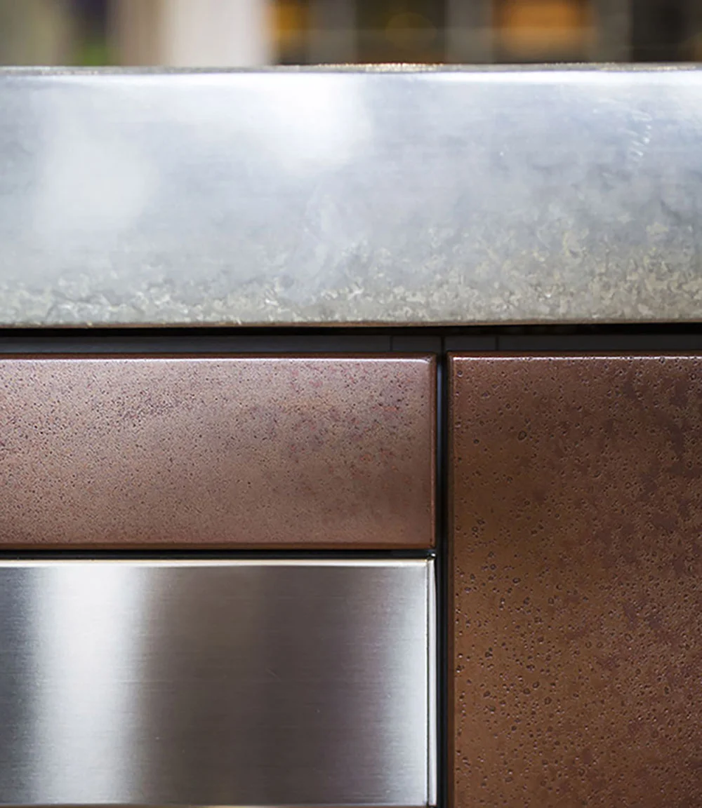 Surface: Copper Lunar Pearl Patina Design and Joinery: Dan Kitchens