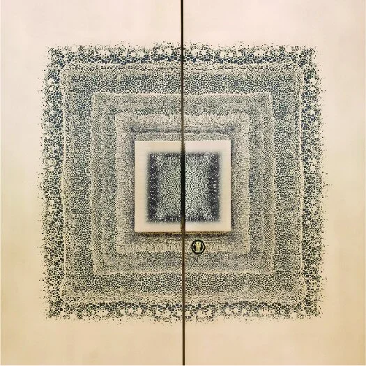 Square Splice 3D embossed double door in Gold Bronze Black Florentine