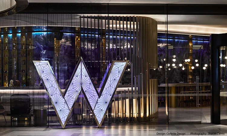 W HOTEL - METAL INLAYED GLASS SIGNAGE