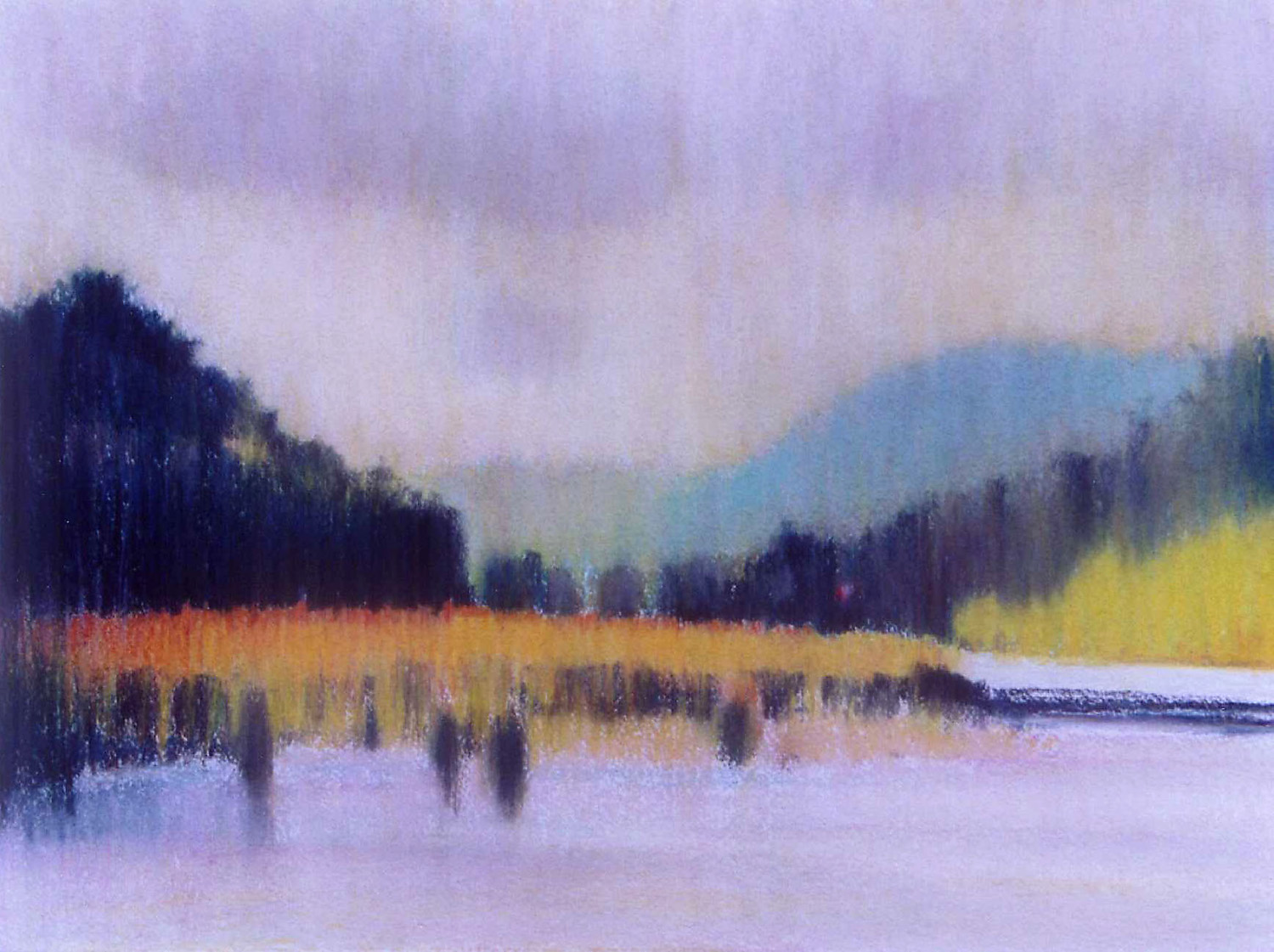 West Branch Delaware River, Deposit NY , William Chickillo, 17 1/2” x 22 1/2” pastel