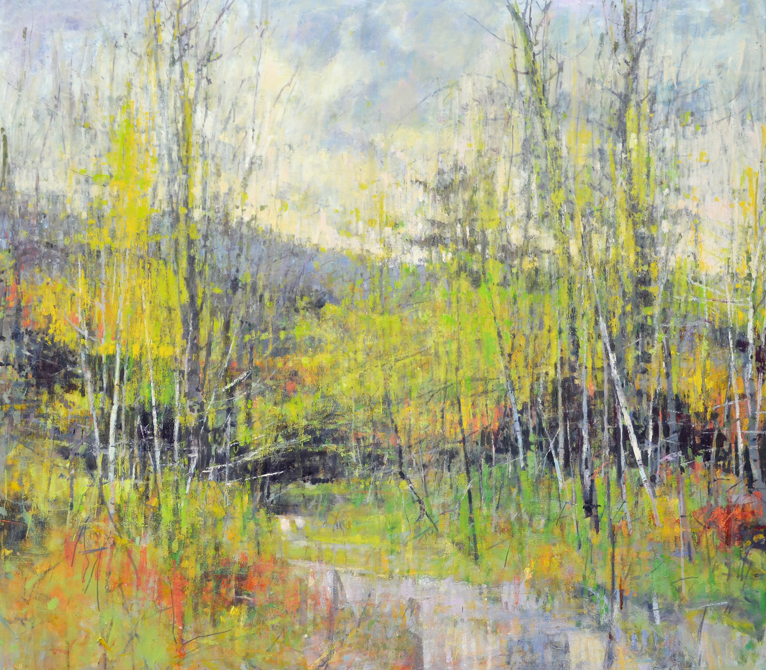 Early Spring off Maggies Road, William Chickillo, 48” x 55” oil on canvas