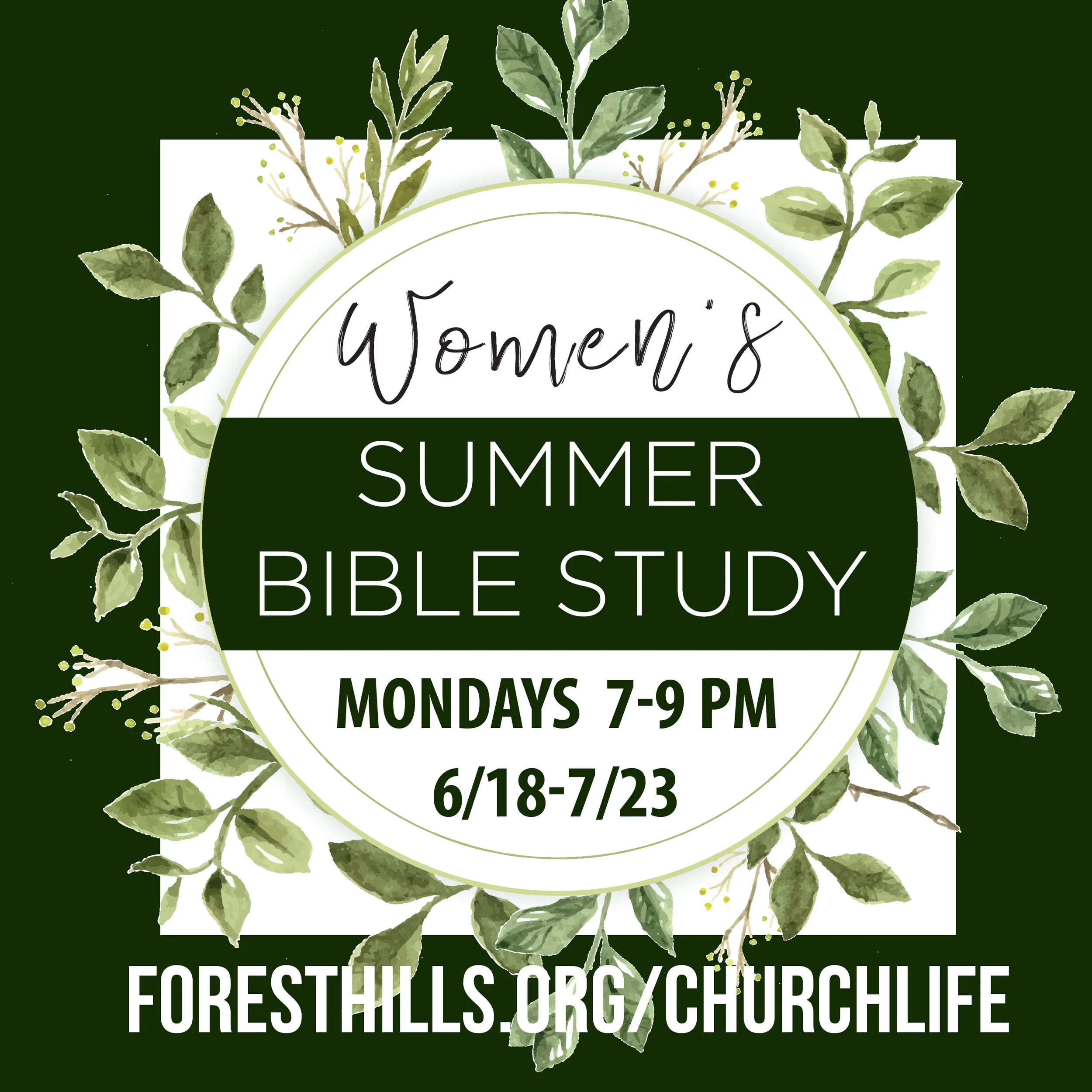 Interested in joining with other women for Bible study, fellowship and fun? The Women's Summer Bible Study will examine the book of Colossians and be reminded that Jesus is supreme! There’s no better way to be encouraged than to be in the Scriptures and growing closer to Jesus. We’ll meet from 7 – 9:00 pm on Mondays, from 6/18-7/23 (no meeting 7/4). Frances Overby is hosting and facilitating the study in her North Raleigh home. If interested visit foresthills.org/churchlife.