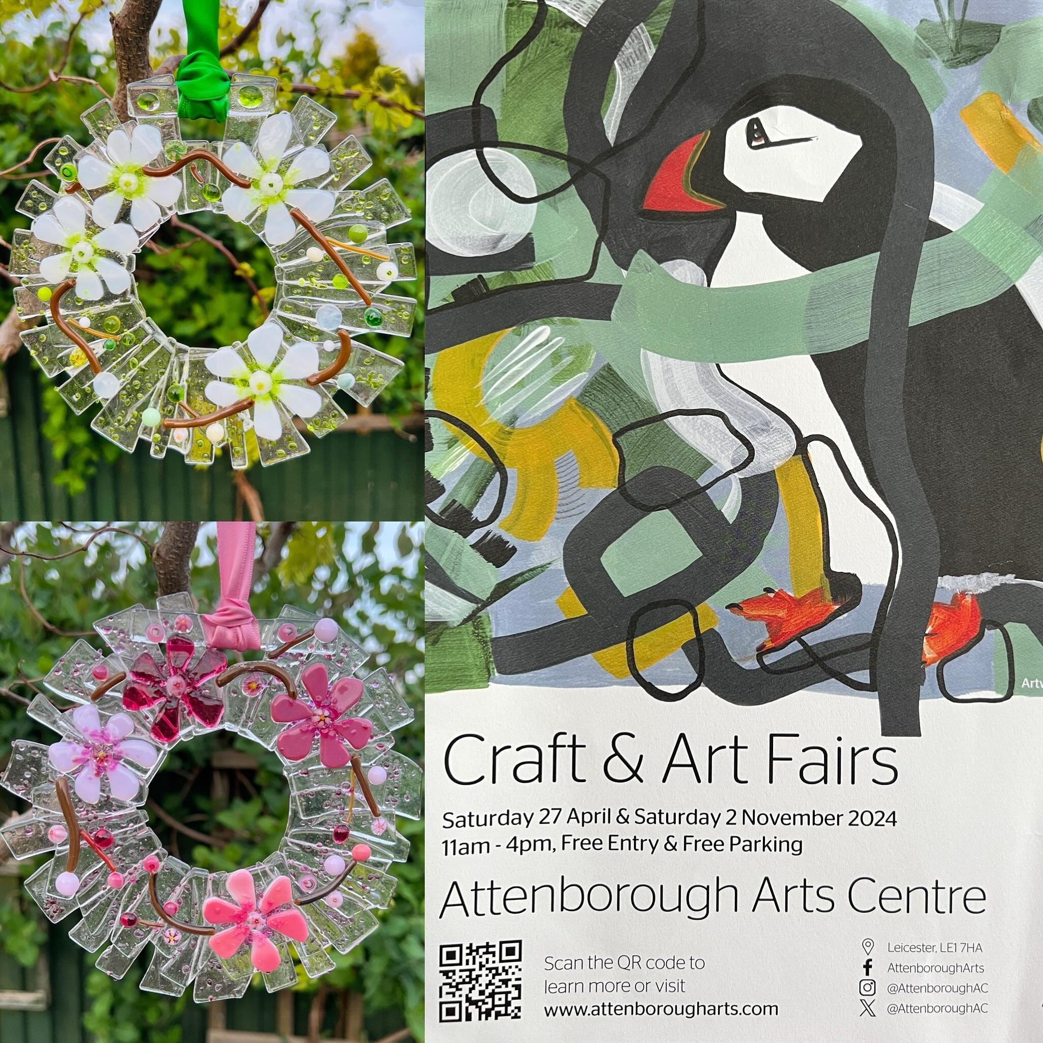 Looking for a special gift? My beautiful apple and cherry blossom wreaths will be available from the Attenborough Arts Centre, Craft &amp; Art Fair, University of Leicester, next Saturday April 27th 11-4 🌼🌸🌼

#attenboroughartscentre #glasscraft #h