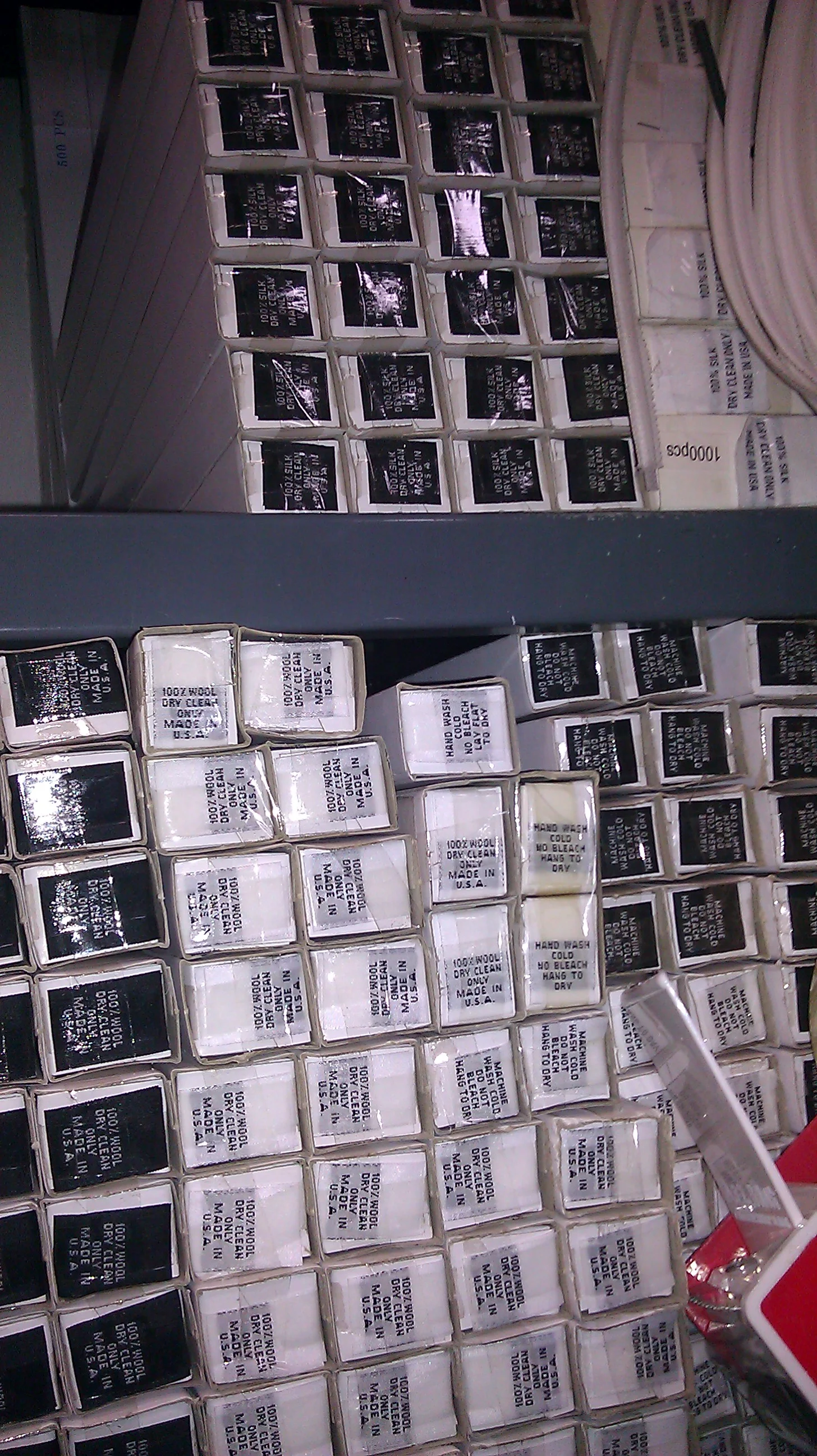 ​New York made labels at a family owned business.