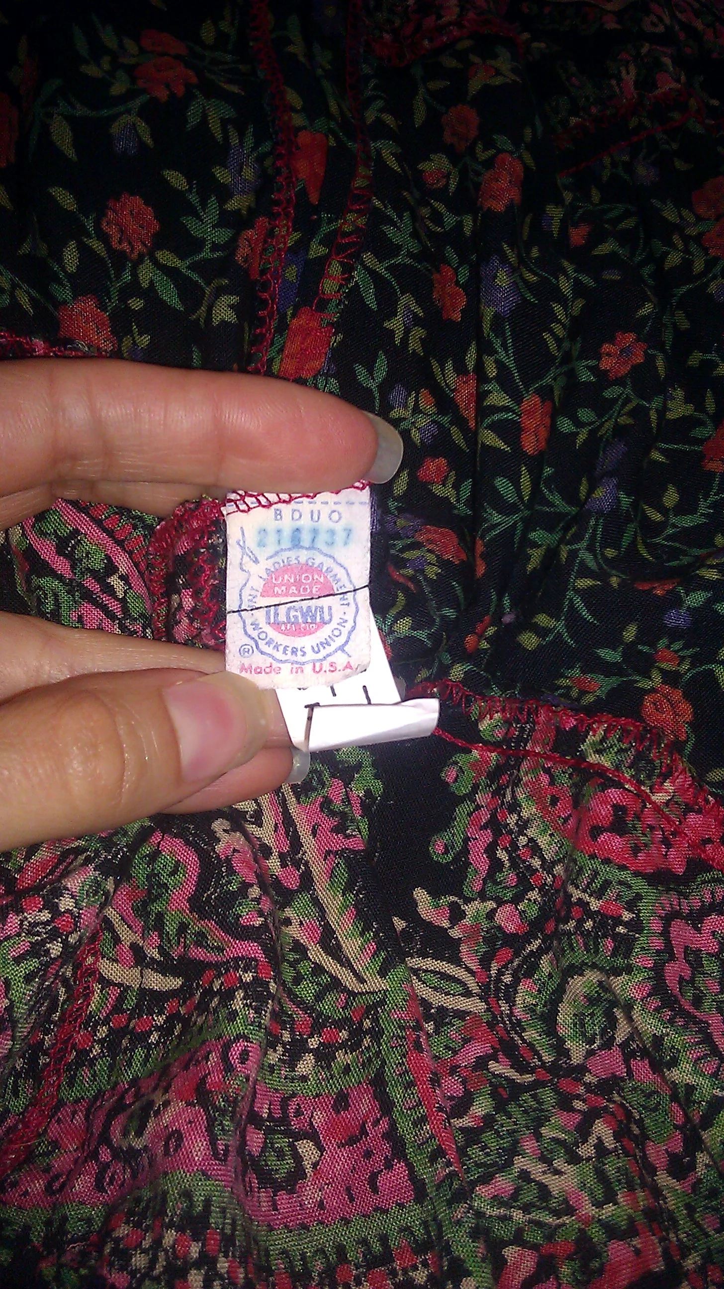 A vintage dress with the certified union label