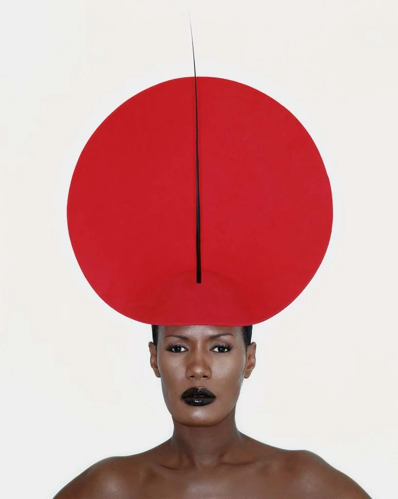 Grace Jones wears Philip Treacy 1998