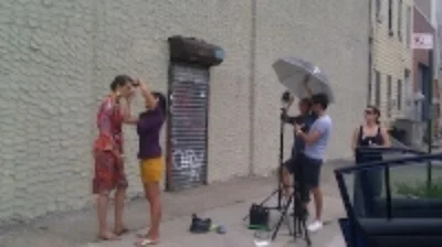 Primping between takes