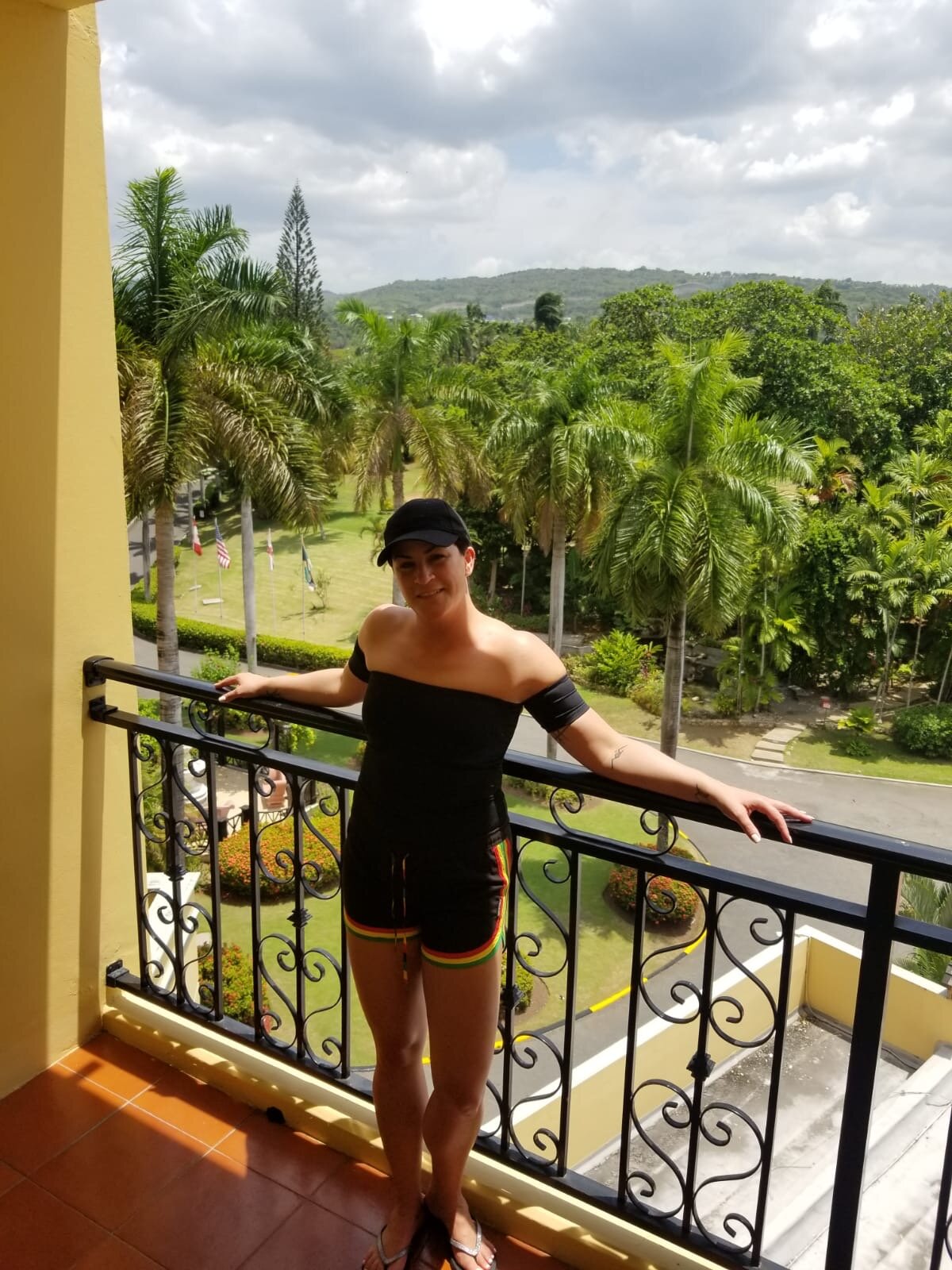 Sunbathing on the balcony in Jamaica