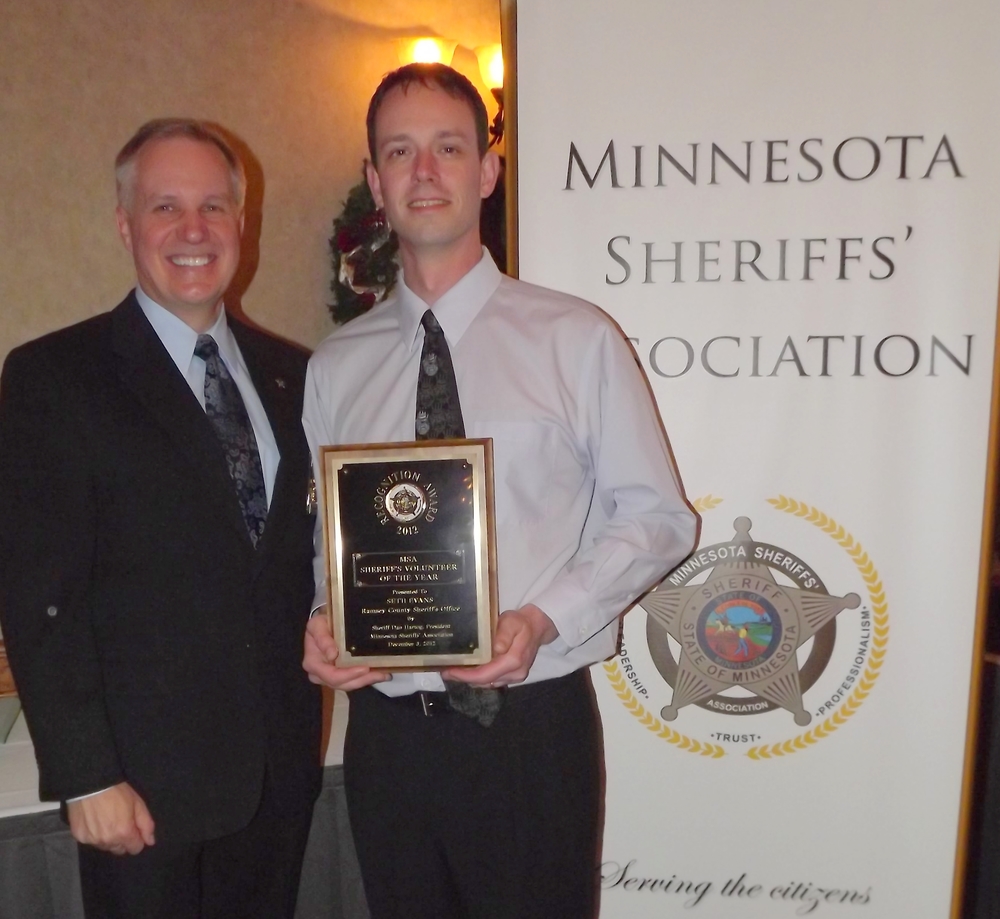 Minnesota Sheriff's Association Award to TCM staff Seth Evans in March 2013.