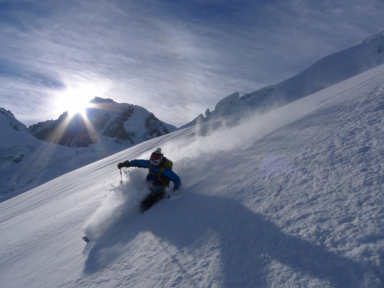 Erin Smart skiing powder on a quiet December day. Photo by Miles Smart