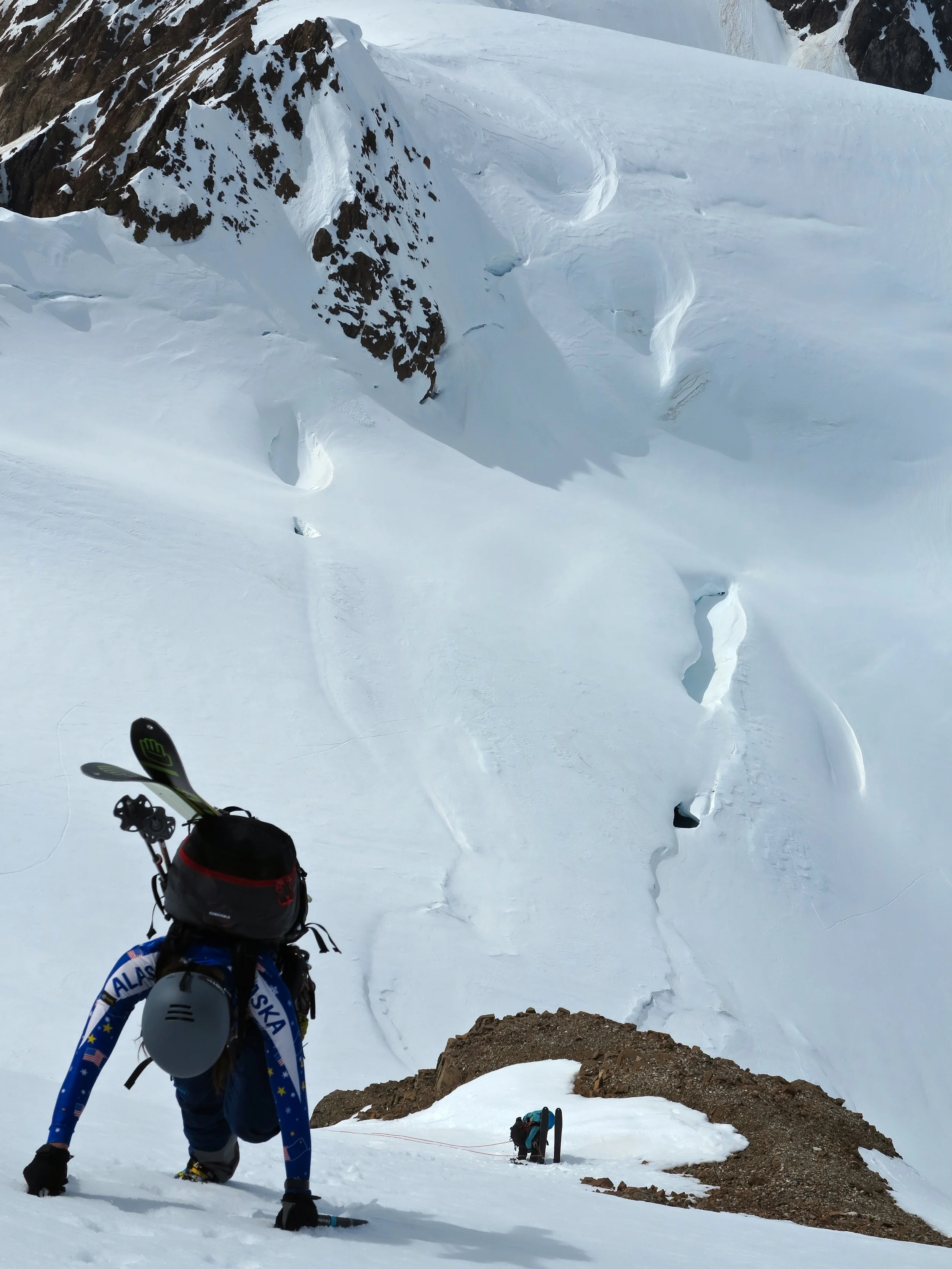 In view from our camp were endless lines. Skin, boot, ski, repeat.