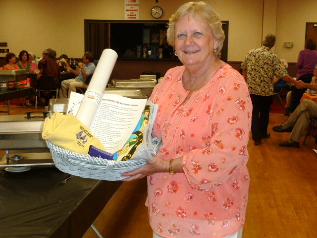 Look who won the gift basket! Lisbon School alum, Shirley Bowen Whitcher.