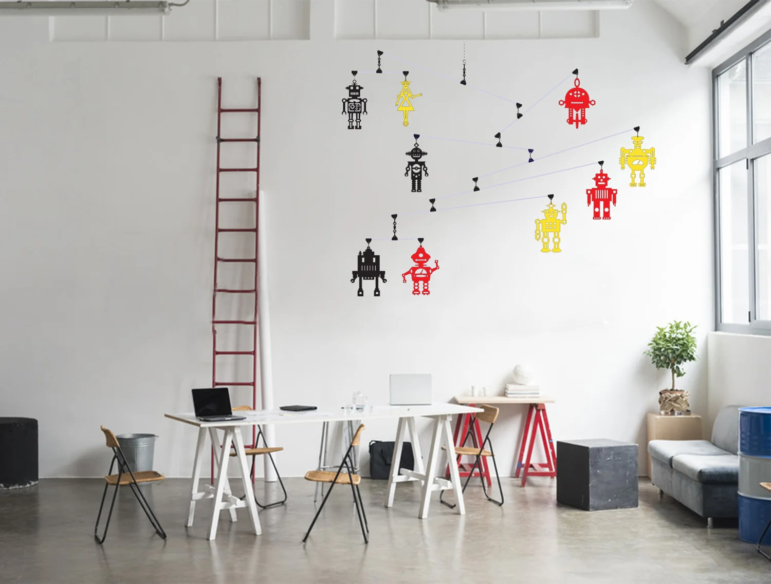 Hanging Art Mobile Retro Robots