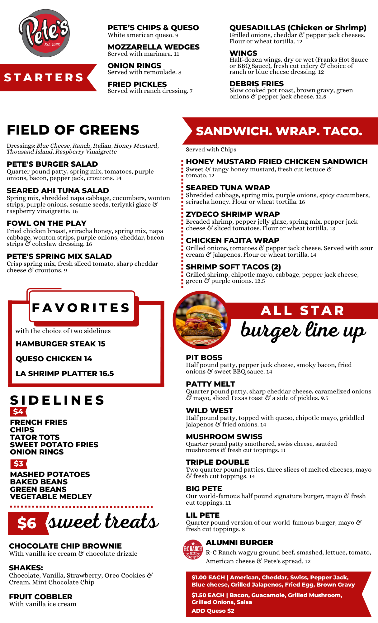 Menu — Petes