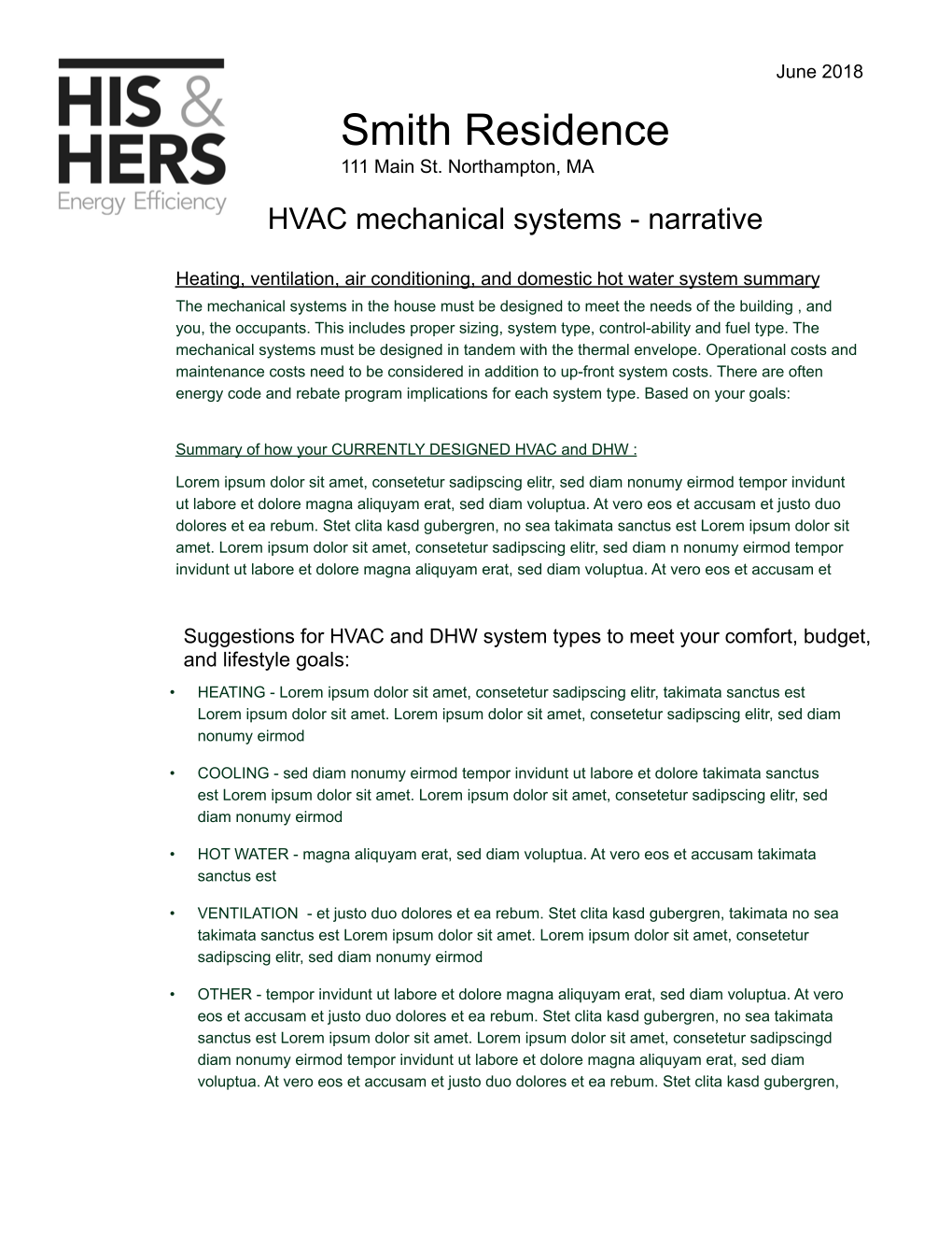 HVAC Design Report - Narrative