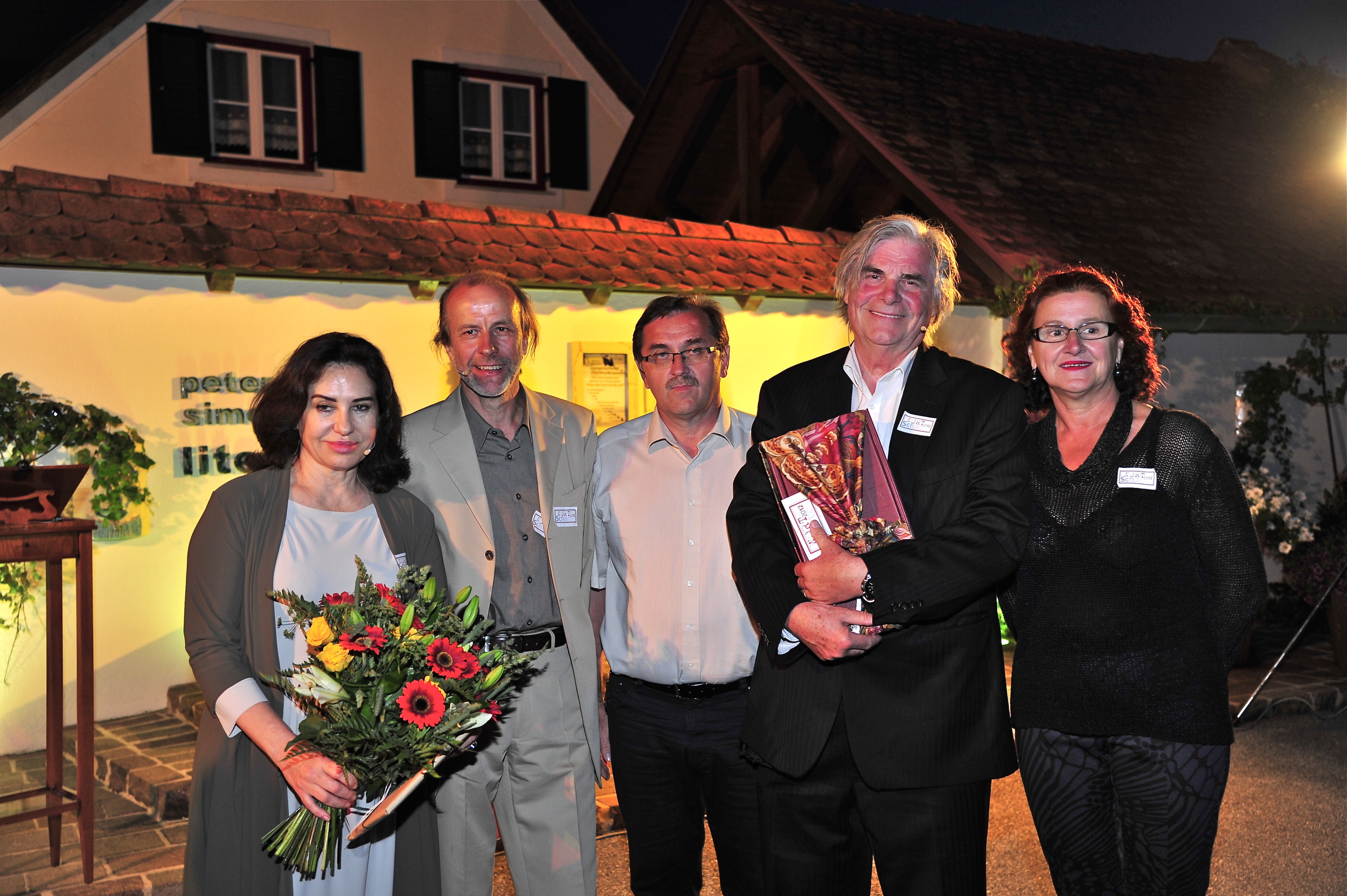 Brigitte Karner, Werner Sonnleitner, Bgm. Otmar Hiebaum, Peter Simonischek, Christa Sonnleitner, Wortschatz 2012 Literaturwettbewerb