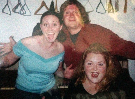 Angie, Katy, me and my hair right before we went on stage for opening night.