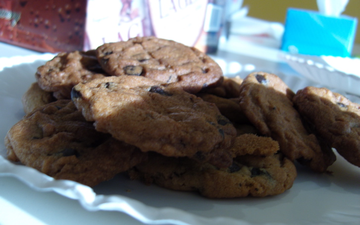 I baked cookies in our toaster oven. Next time, I'm going to line up a bunch of EZ Bake ovens and have a Bruise & Booze Bakeoff.