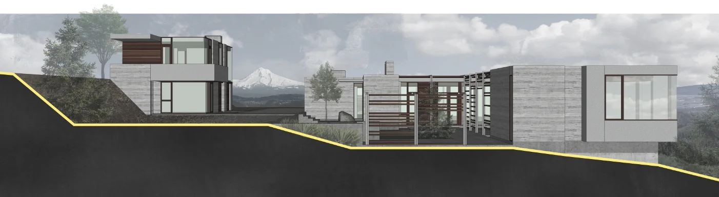 Perspective rendering of Estate West, Oregon Wine Country, William Kaven Architecture