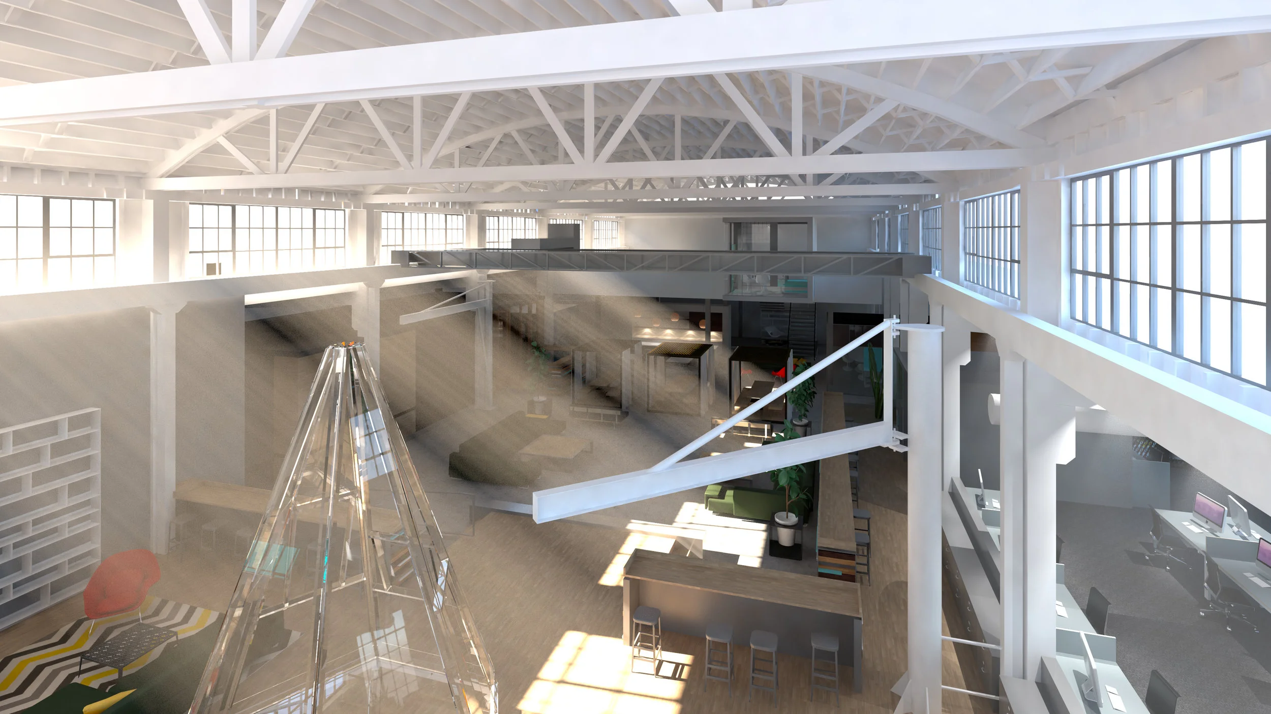 Instrument office mezzanine level, Portland, Oregon, William Kaven Architecture