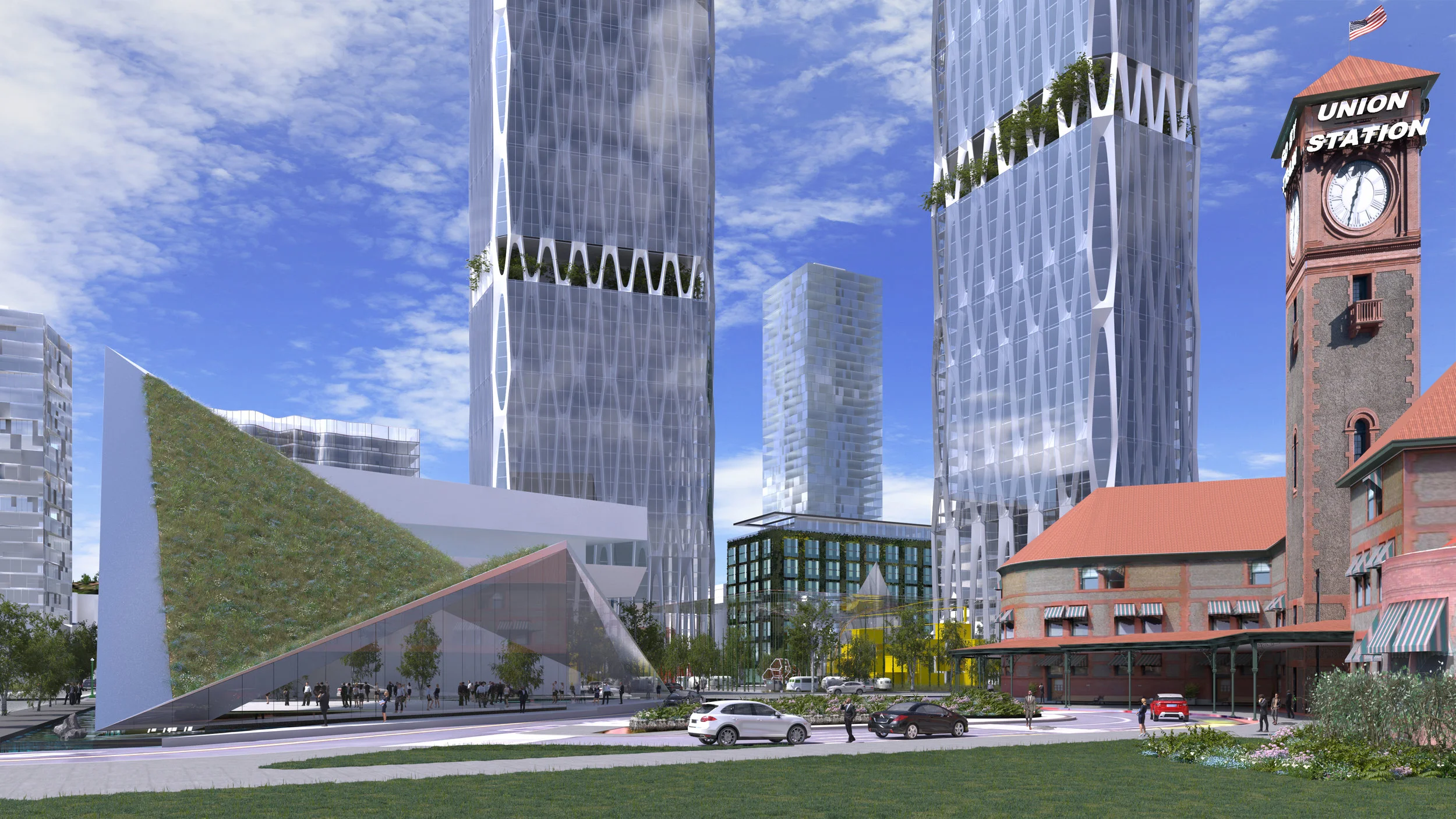 Broadway Corridor Towers from Portland Union Station — William Kaven Architecture