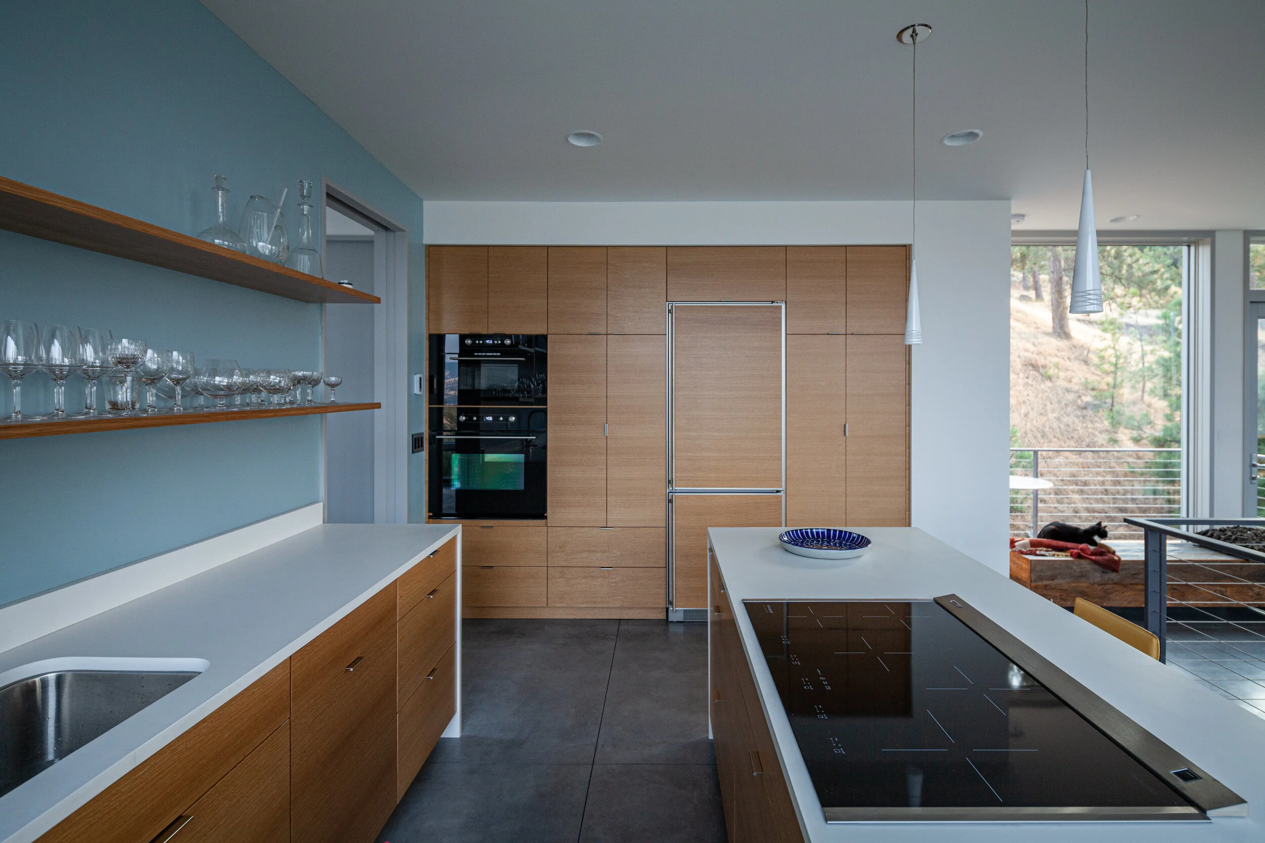Modern kitchen at William Kaven Architecture’s Elements residence in Mosier, Oregon.