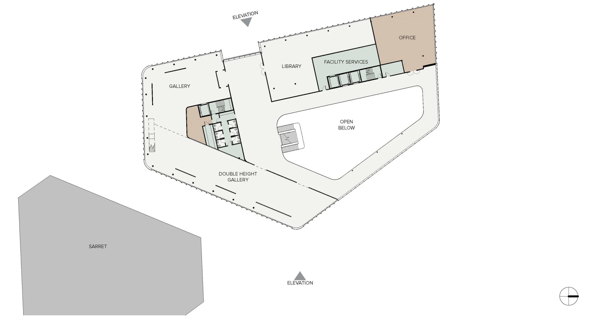 Level 2 floor plan of Helsinki Museum, designed by William Kaven Architecture