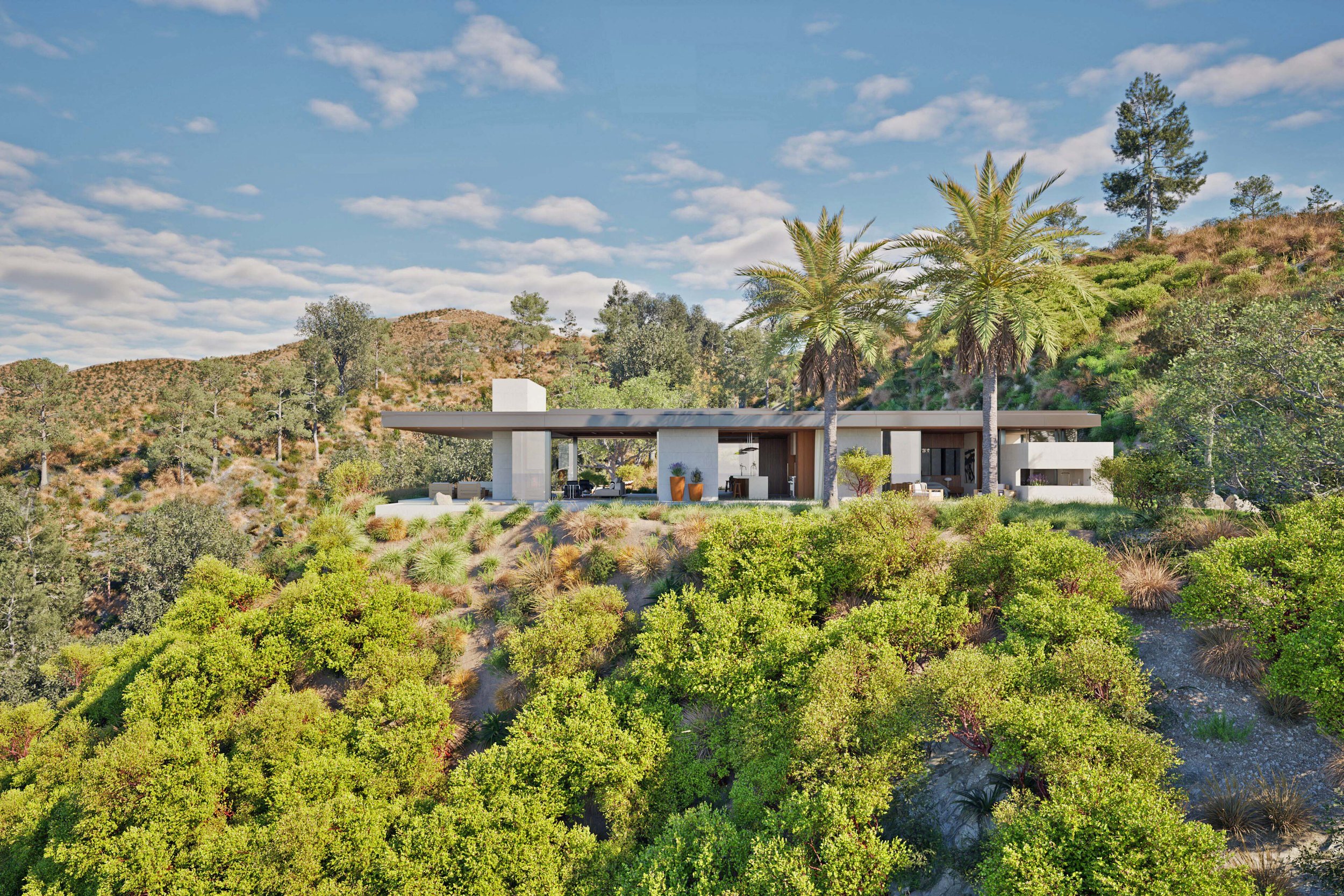 Modern home on lush bluff in Pacific Palisades designed by William Kaven Architecture.