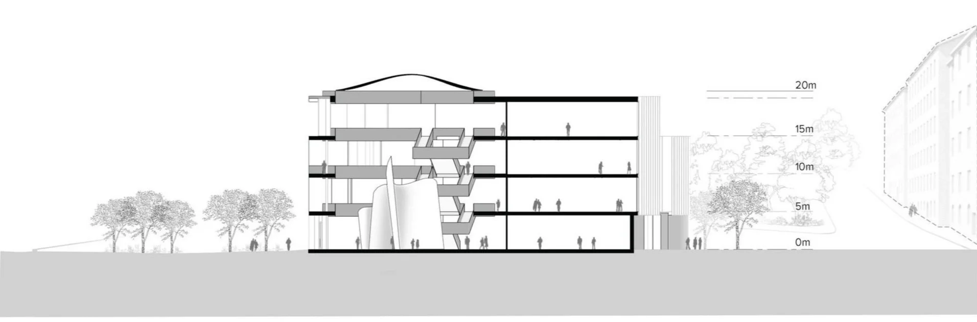 Section drawing of Helsinki Museum, designed by William Kaven Architecture