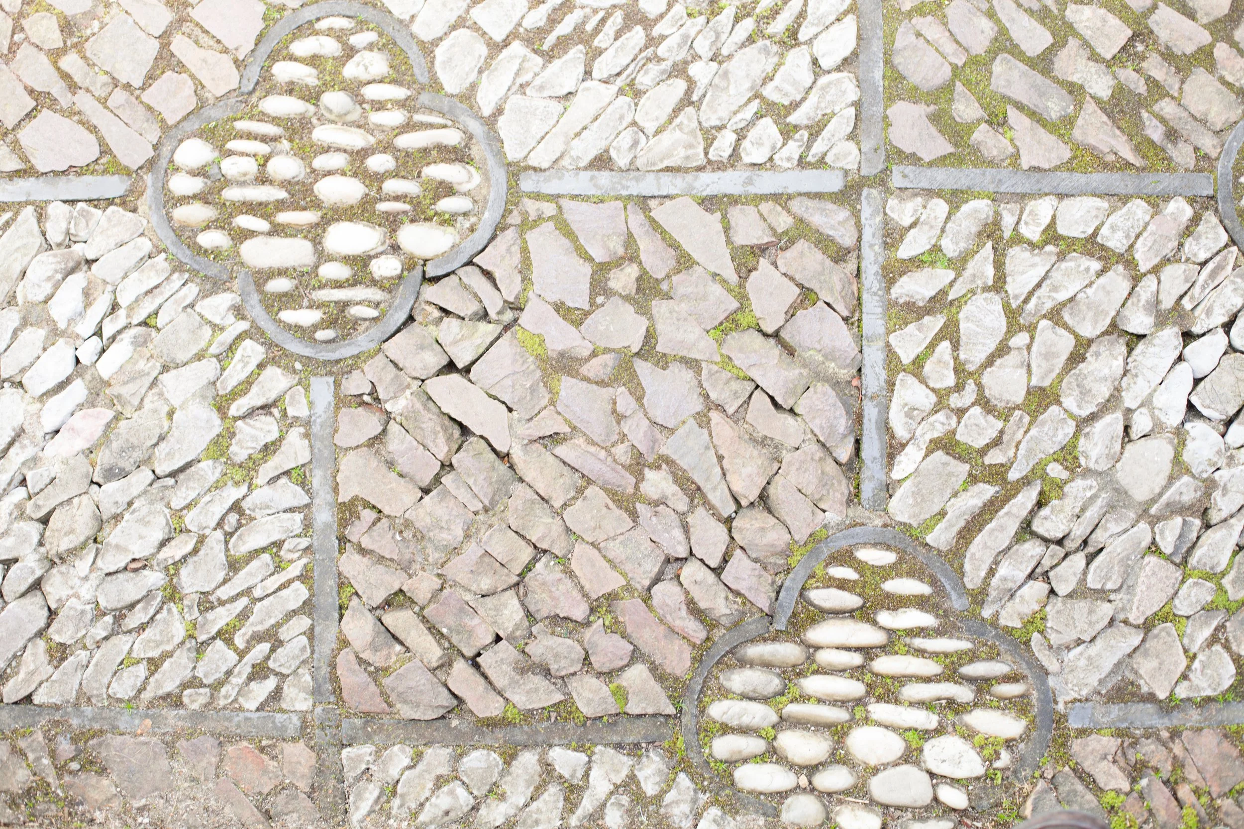 Lan Su Chinese Garden Portland pebble mosaic paving detail, photo by Daniel Kaven of William Kaven Architecture.