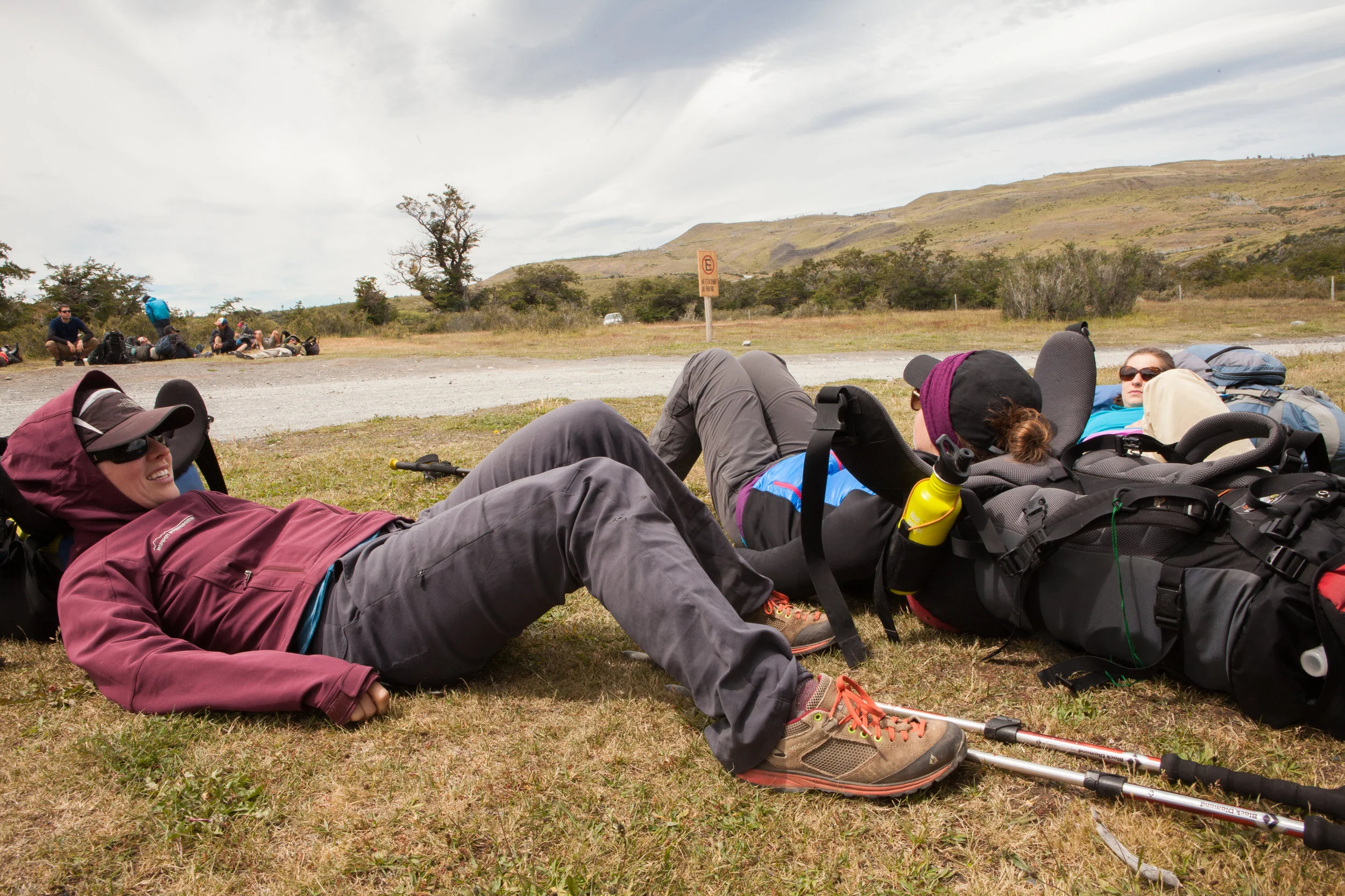 The first rest. While waiting for our friends to be reunited with their missing packs, we grabbed lunch at the Las Torres Hotel and crashed for a quick nap. We were all surprised by the size of the hotel and soon tried to reset expectations for our wilderness experience. This was my first time backpacking in a hut style trekking loop. I'll admit that the little stores along the way were quite nice. 